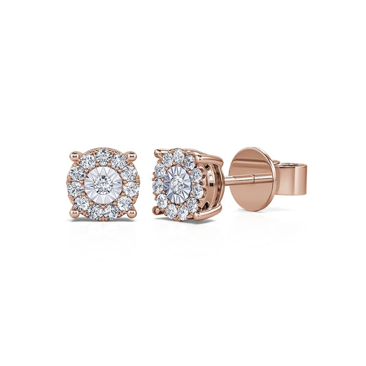 Vicky&nbsp;-&nbsp;Puces d'oreilles diamant illusion or rose #2
