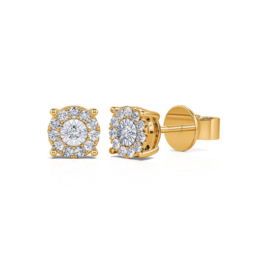 Vicky&nbsp;-&nbsp;Puces d'oreilles diamant illusion or jaune #2
