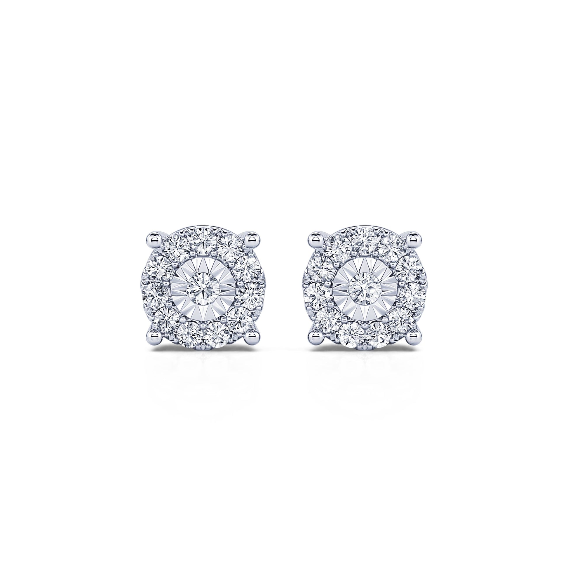 Puces d'oreilles diamant illusion or blanc Vicky 1
