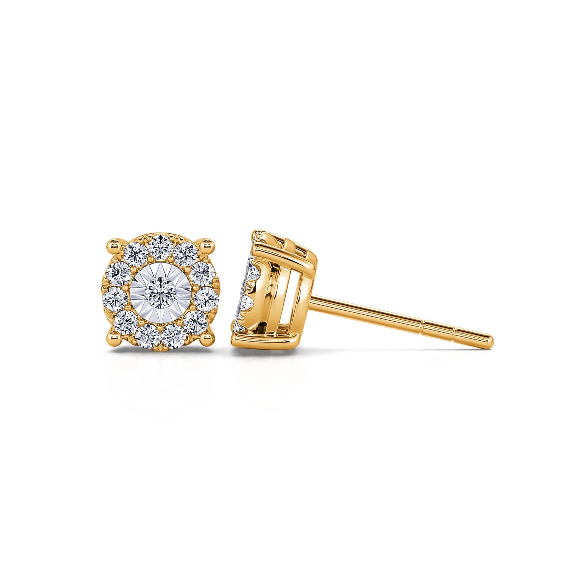 Puces d'oreilles diamant illusion or jaune Vicky 3