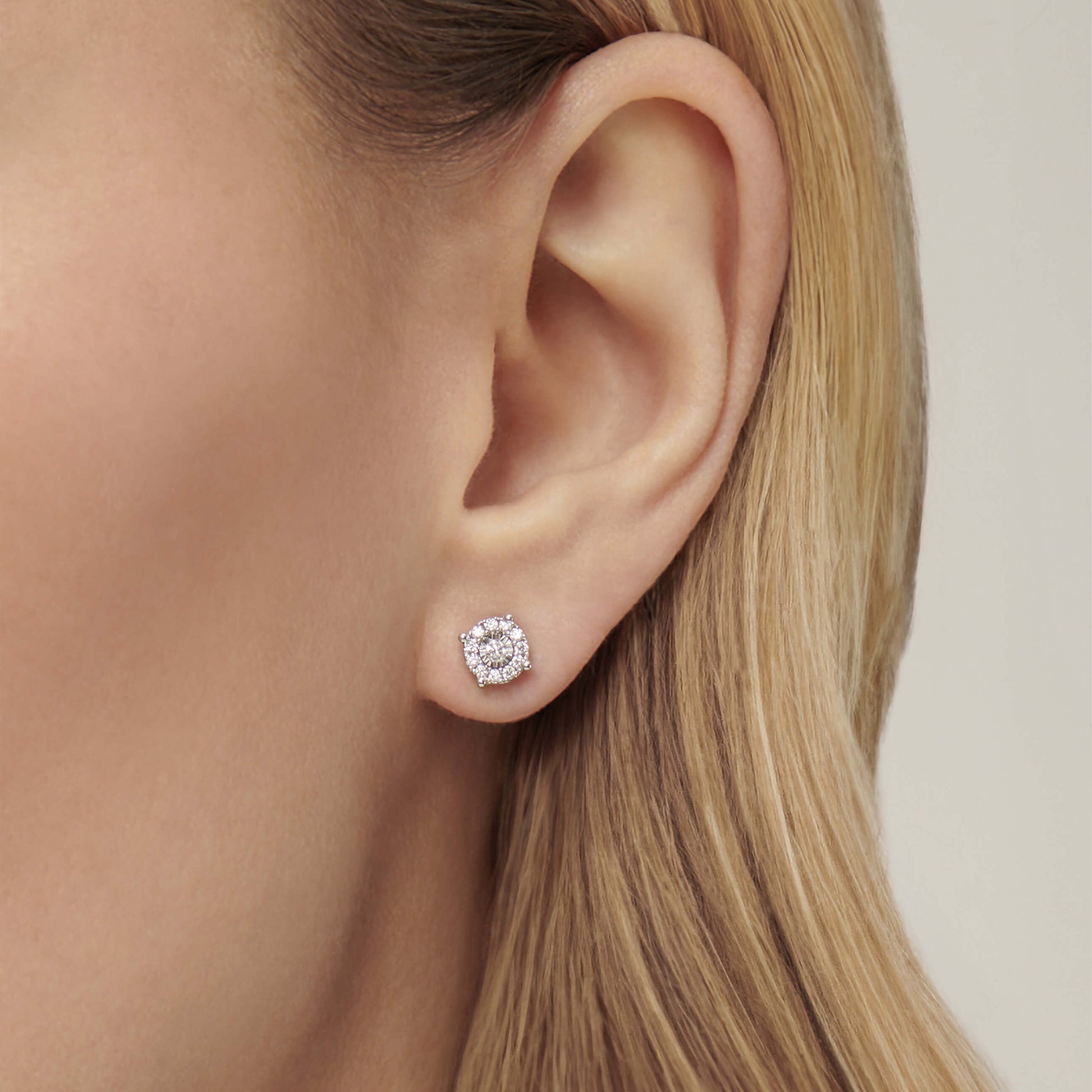 Puces d'oreilles diamant illusion or jaune Vicky 5