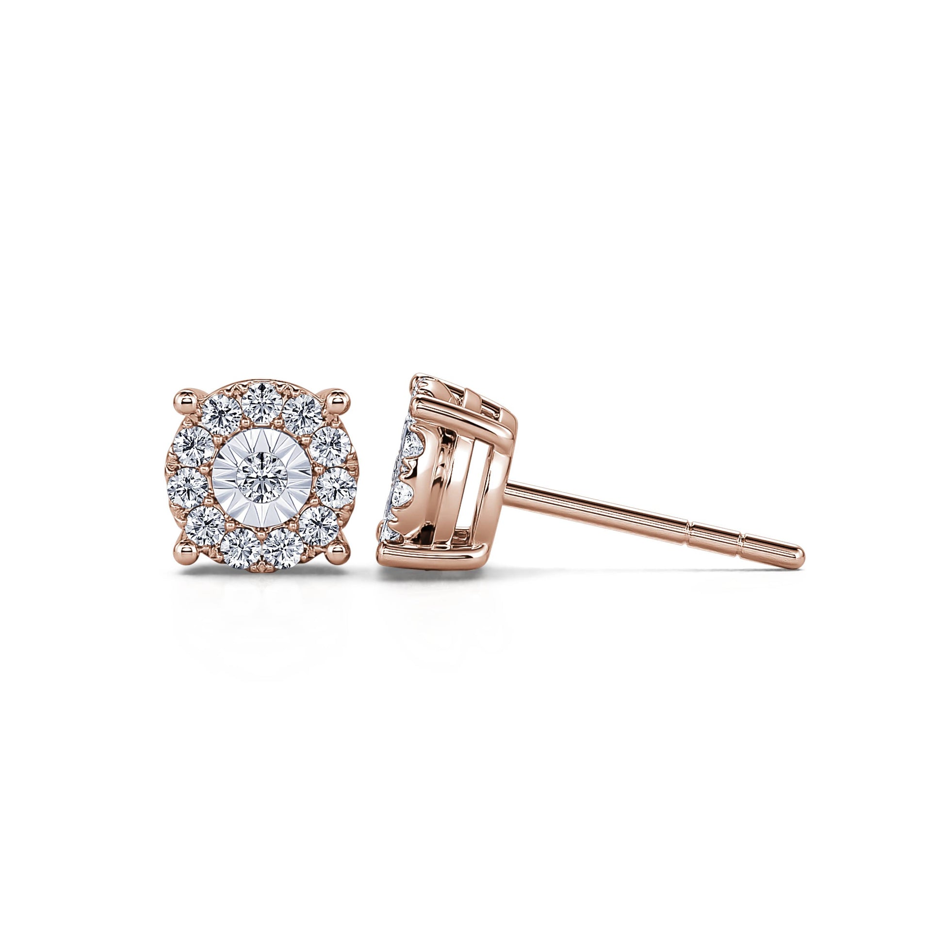 Puces d'oreilles diamant illusion or rose Vicky 3
