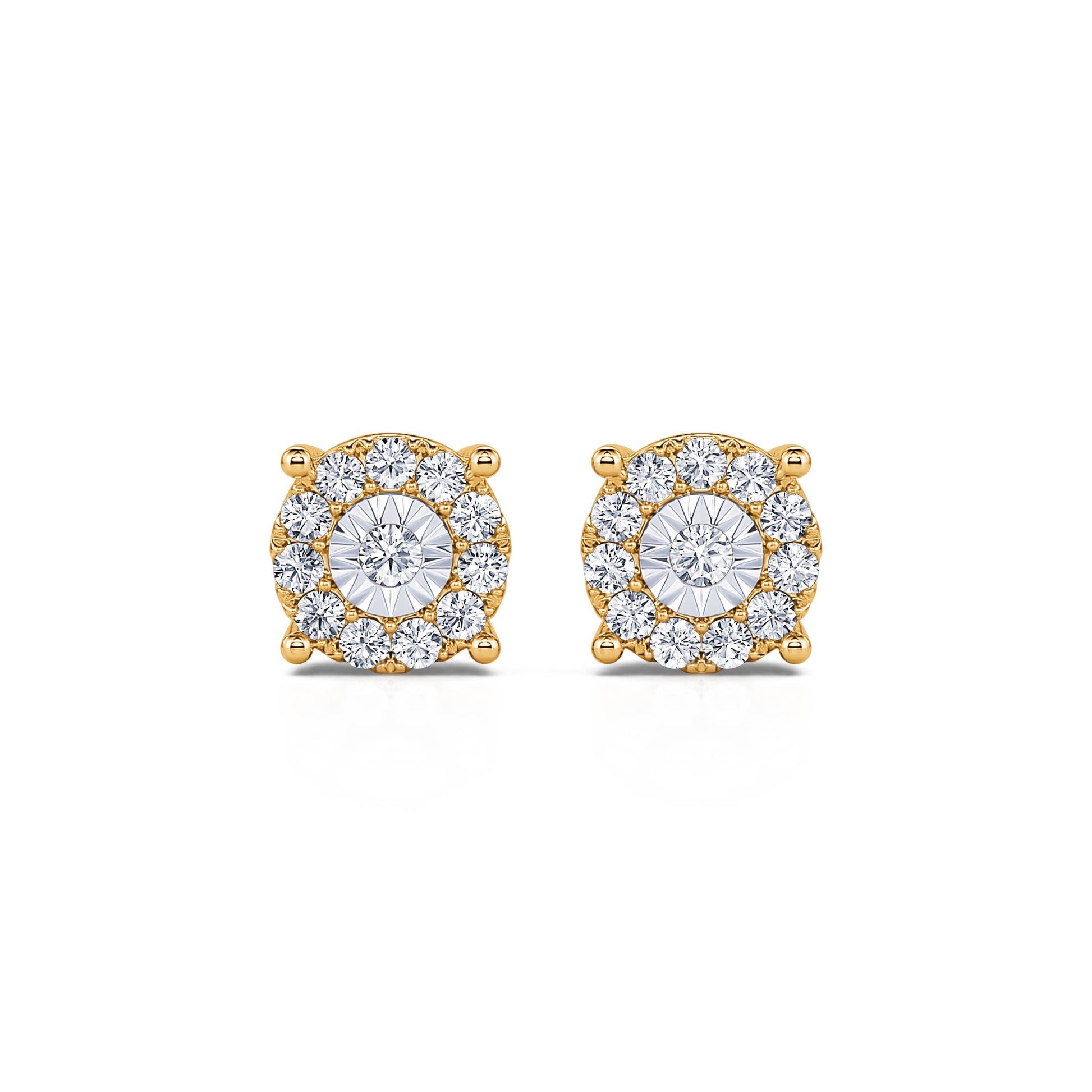 Puces d'oreilles diamant illusion or jaune Vicky 1