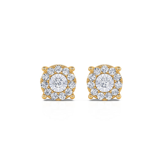 Vicky&nbsp;-&nbsp;Puces d'oreilles diamant illusion or jaune #1