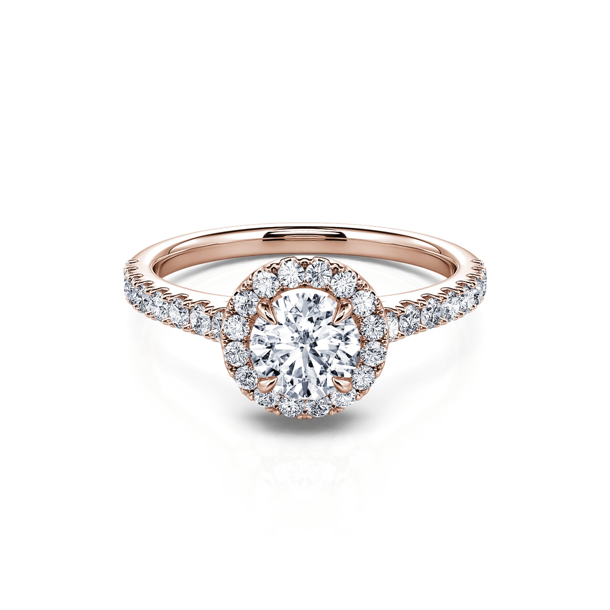 Bague de fiançailles or rose diamant de synthèse Victoria Lab 1