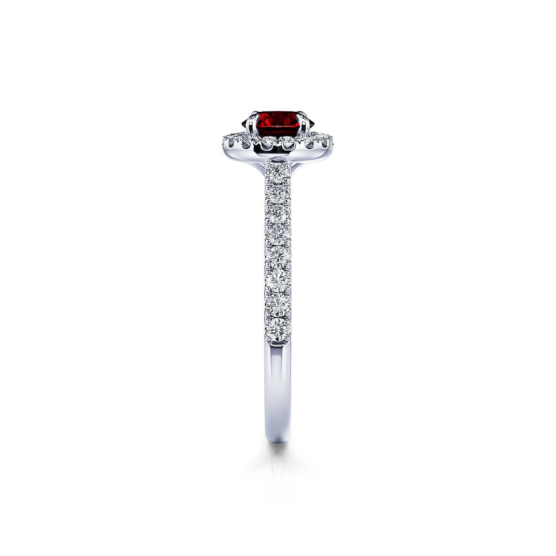 Bague en platine rubis et halo de diamant Victoria Rubis 3