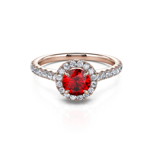 Victoria Rubis&nbsp;-&nbsp;Bague en or rose rubis et halo de diamant #1