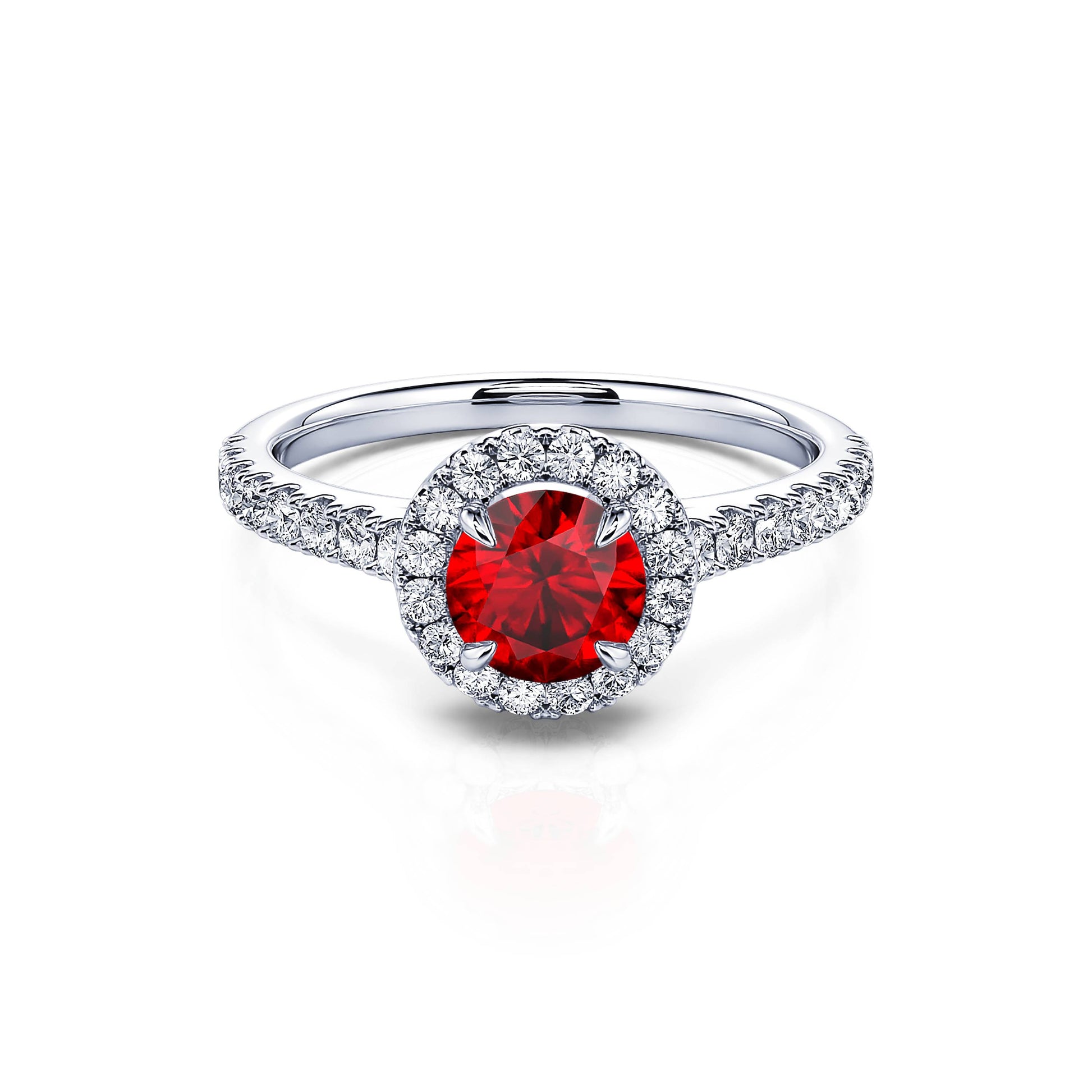 Bague en platine rubis et halo de diamant Victoria Rubis 1