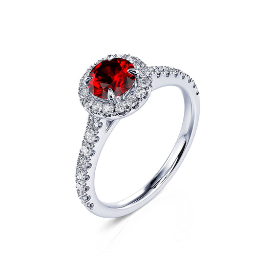 Victoria Rubis&nbsp;-&nbsp;Bague en platine rubis et halo de diamant #2