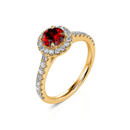 Victoria Rubis&nbsp;-&nbsp;Bague en or jaune rubis et halo de diamant #2