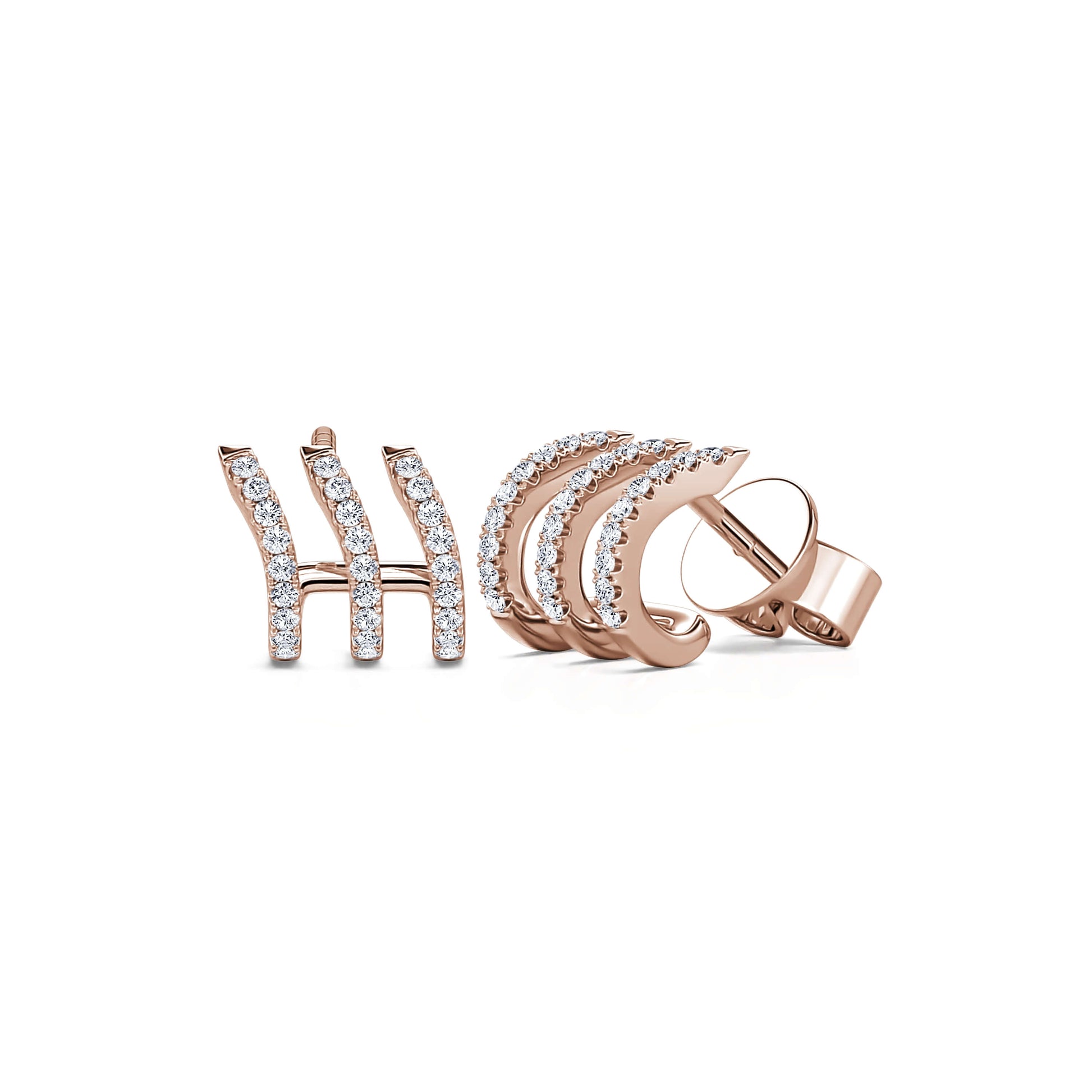 Boucles d'oreilles multi-créoles diamant or rose Wild 3 2