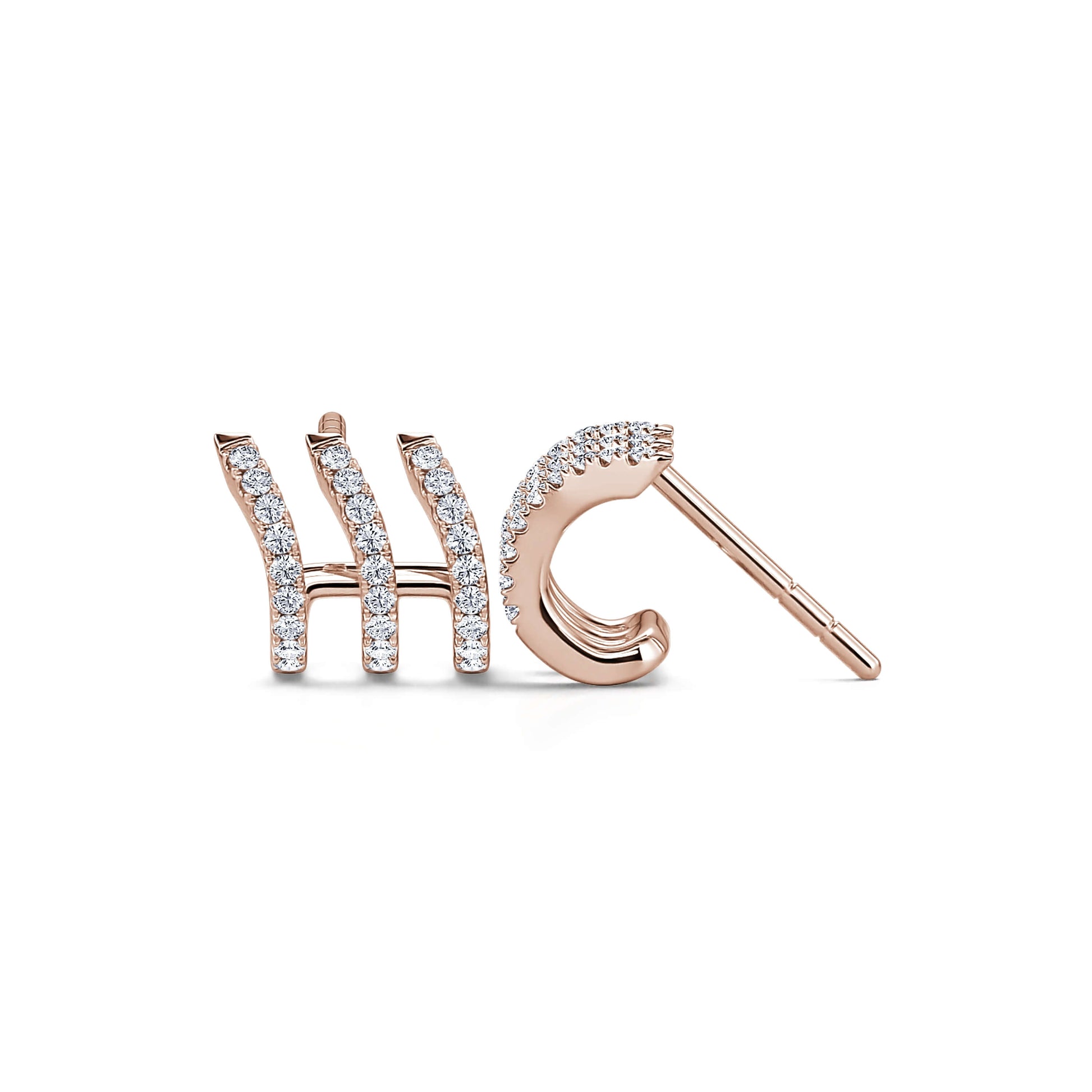 Boucles d'oreilles multi-créoles diamant or rose Wild 3 3