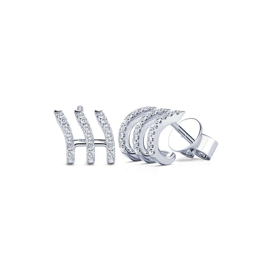 Wild 3 - Boucles d'oreilles multi-créoles diamant or blanc #2