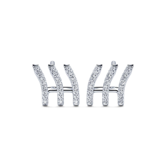 Wild 3 - Boucles d'oreilles multi-créoles diamant or blanc #1