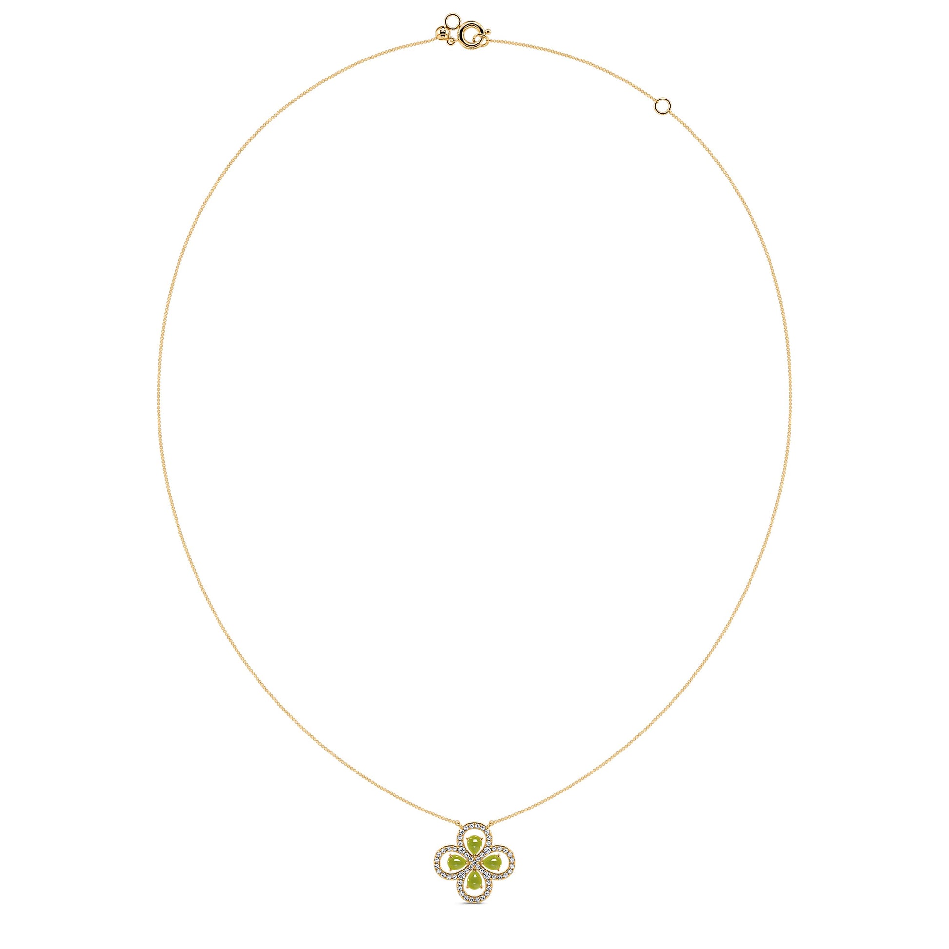 Collier trèfle diamants et tourmaline verte Yoly 3
