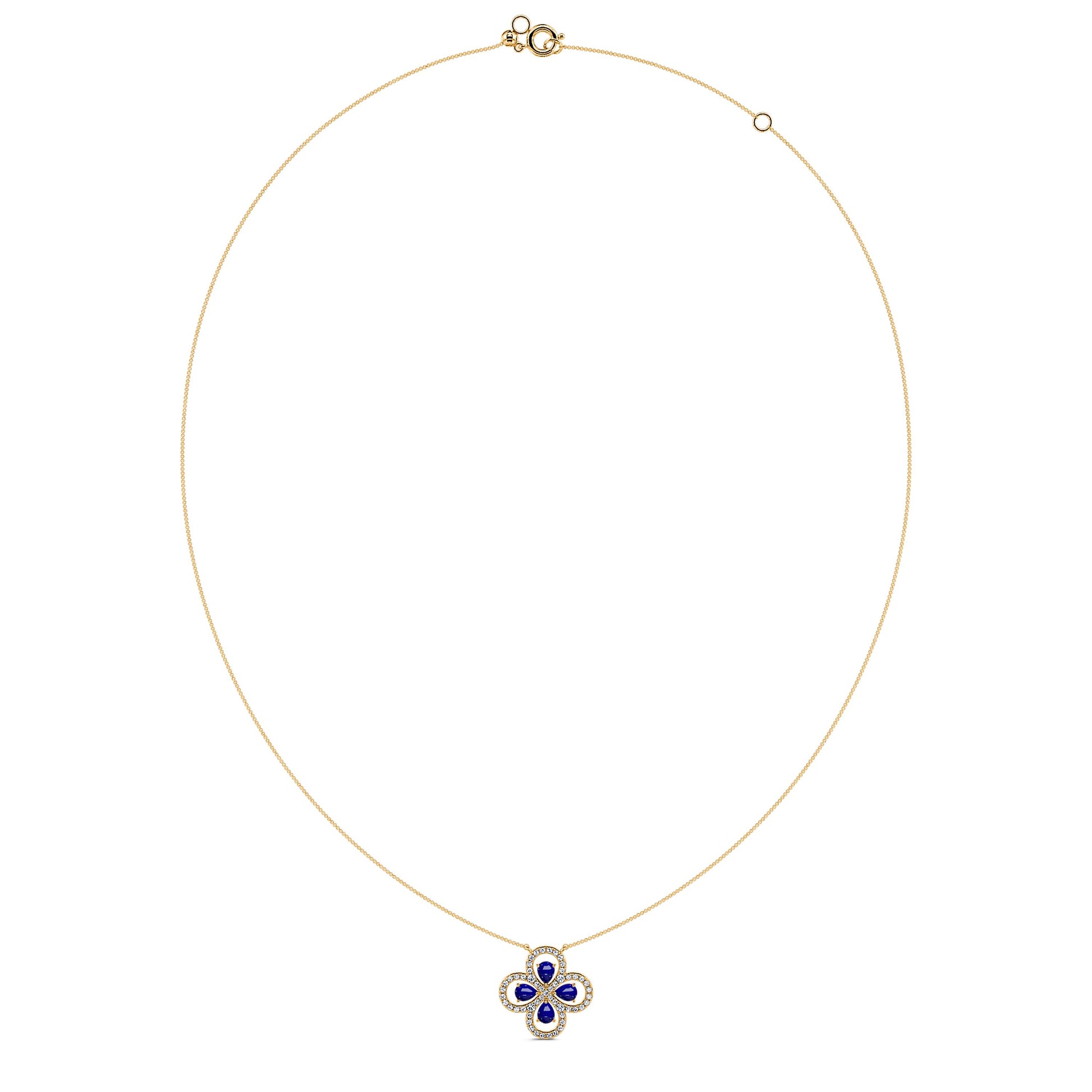 Collier trèfle diamants et lapis lazuli  Yoly 3