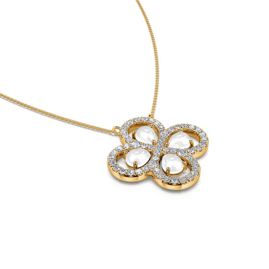 Yoly - Collier trèfle diamants et nacre #1