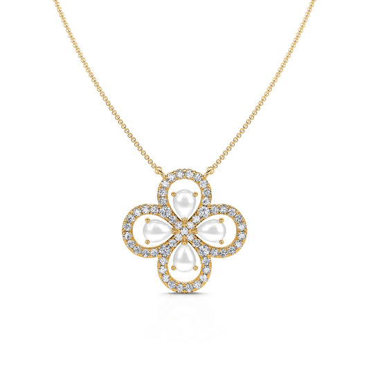 Yoly - Collier trèfle diamants et nacre #2