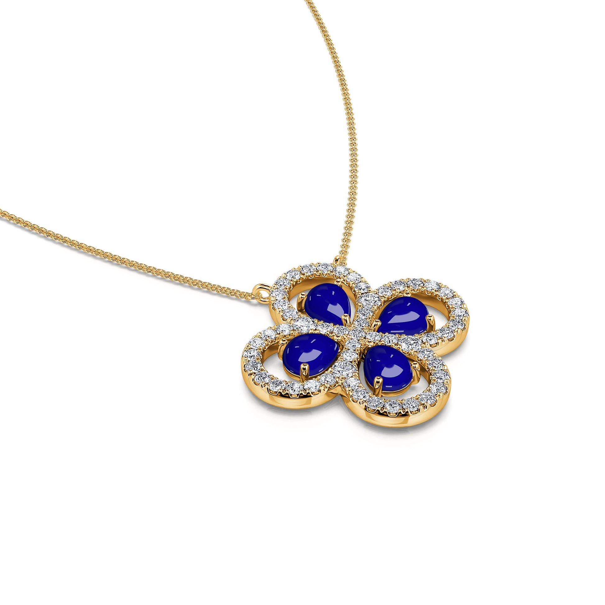 Collier trèfle diamants et lapis lazuli  Yoly 1