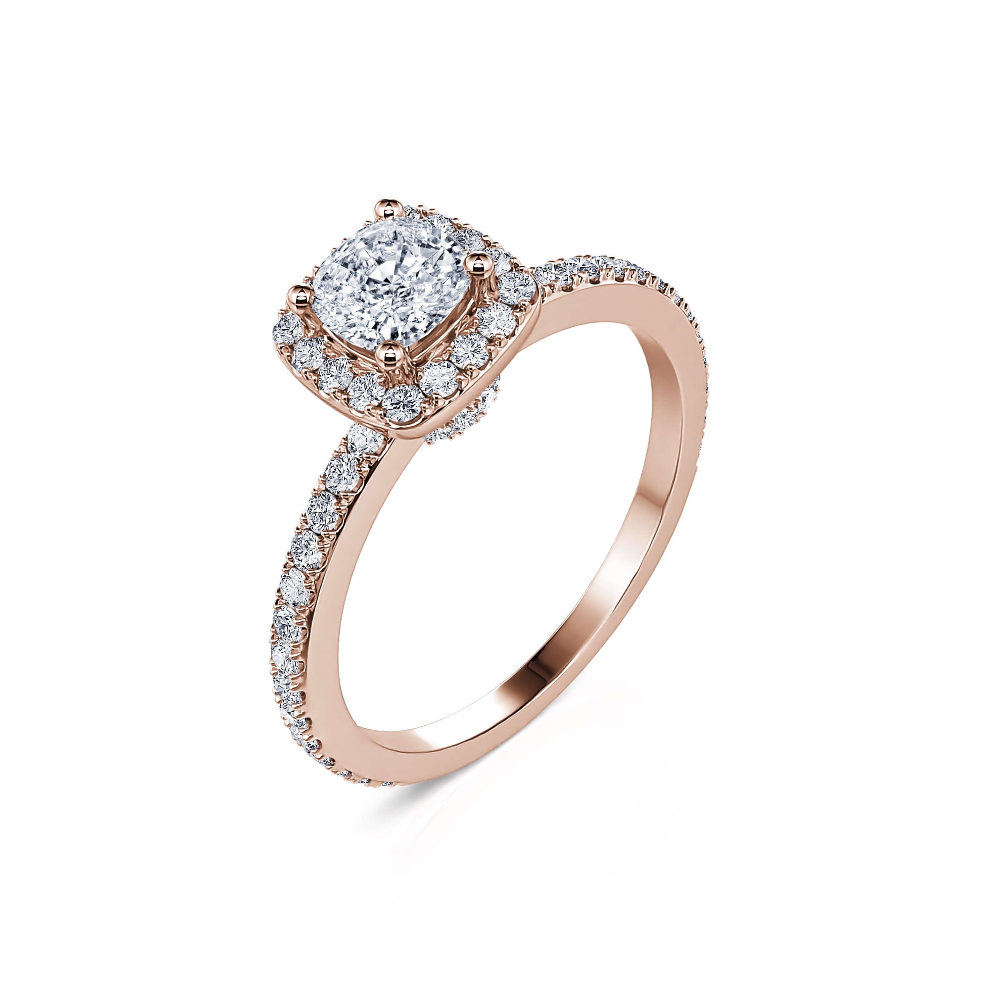 Bague de fiançailles or rose diamant coussin Zahara 2