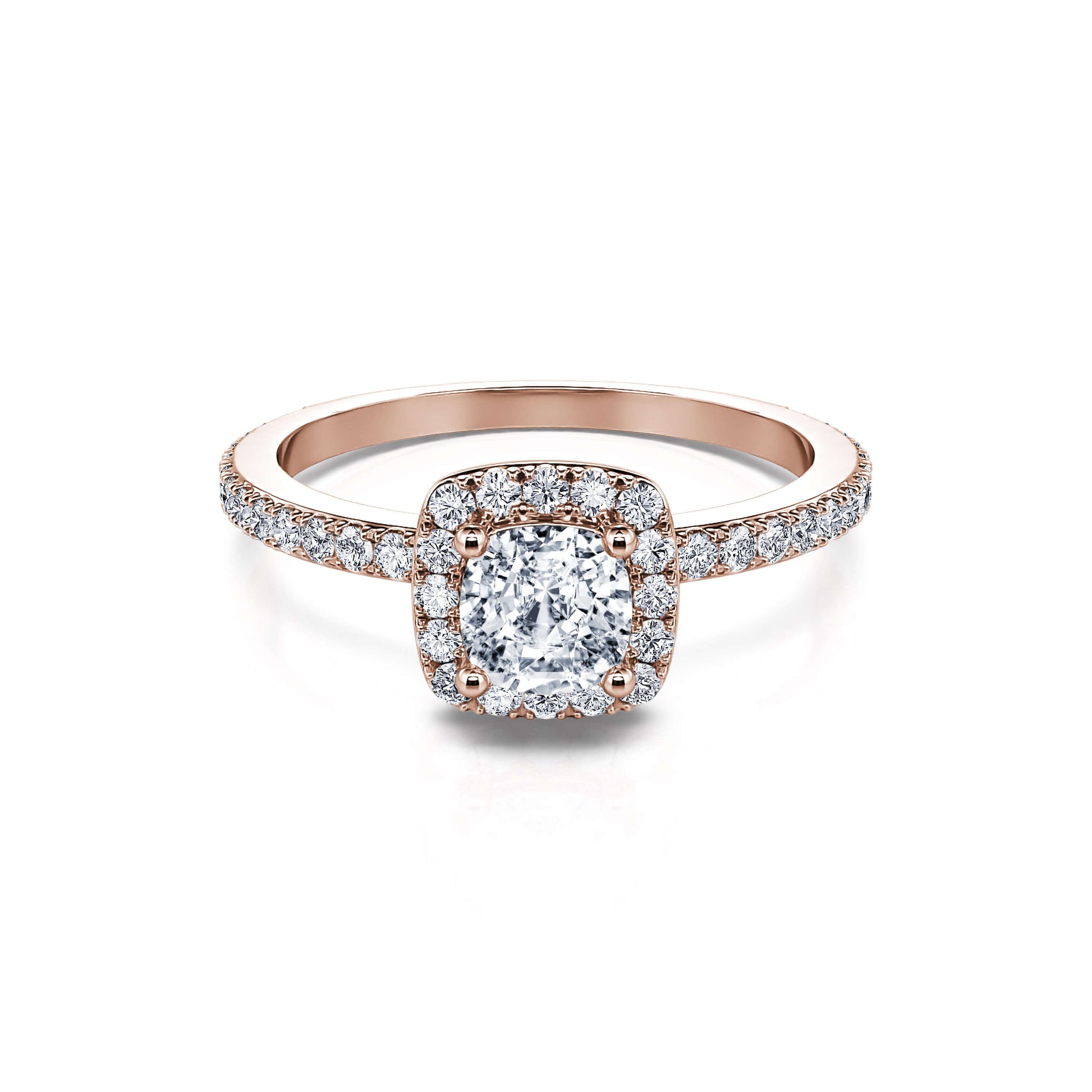 Bague de fiançailles or rose diamant coussin Zahara 1