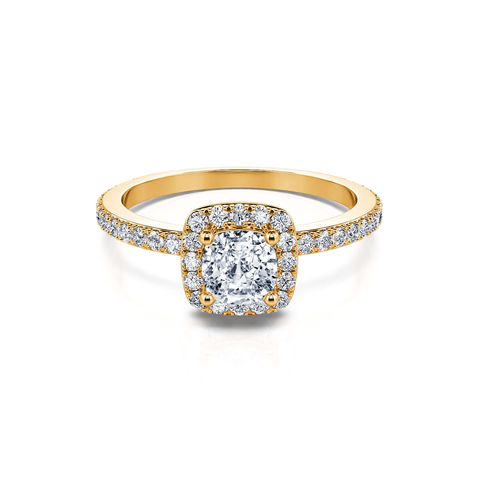 Bague de fiançailles or jaune diamant coussin Zahara 1