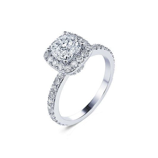 Zahara&nbsp;-&nbsp;Bague de fiançailles platine diamant coussin #2