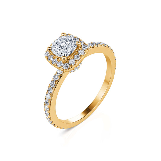 Zahara&nbsp;-&nbsp;Bague de fiançailles or jaune diamant coussin #2