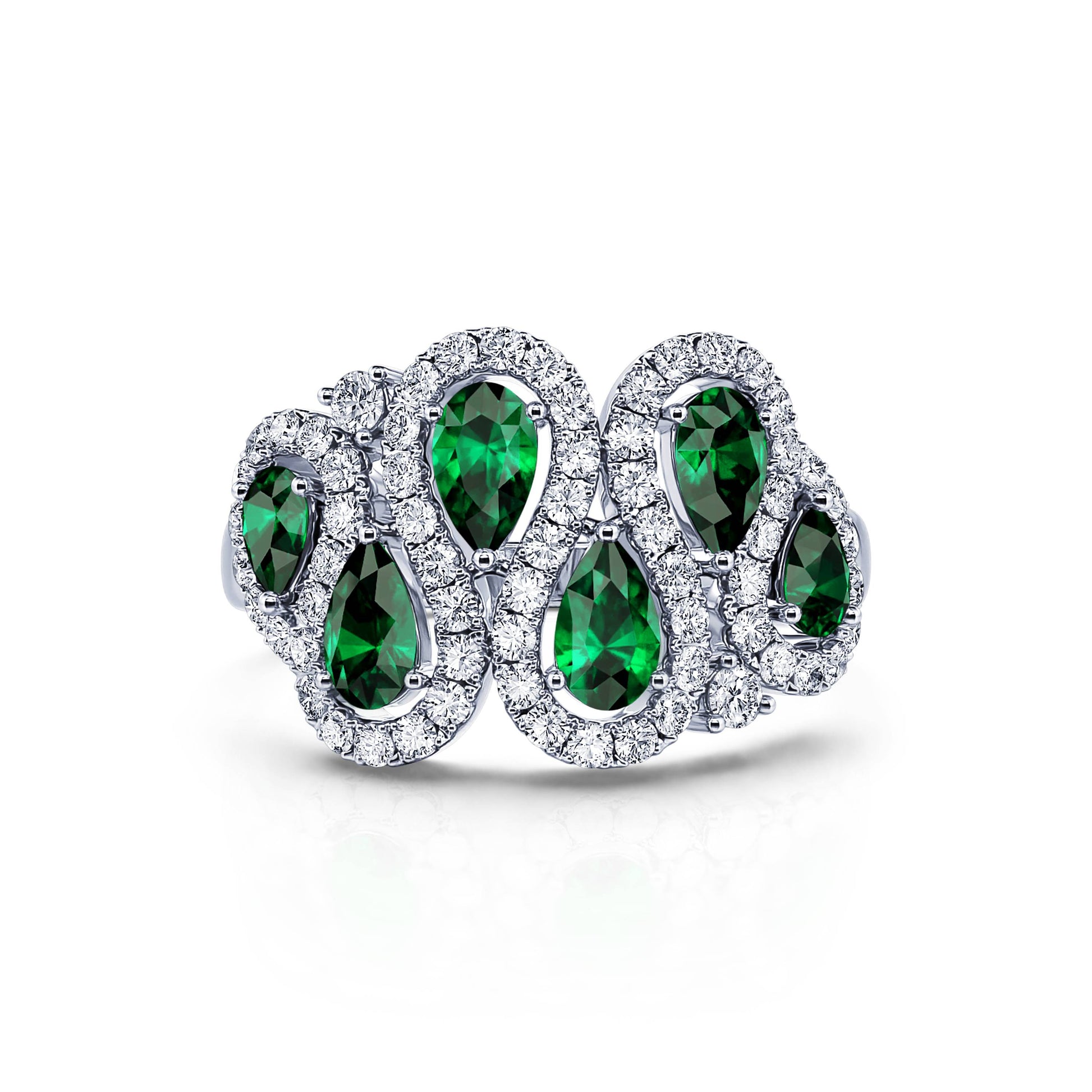 Bague diamants et emeraude en platine  Zaya 1