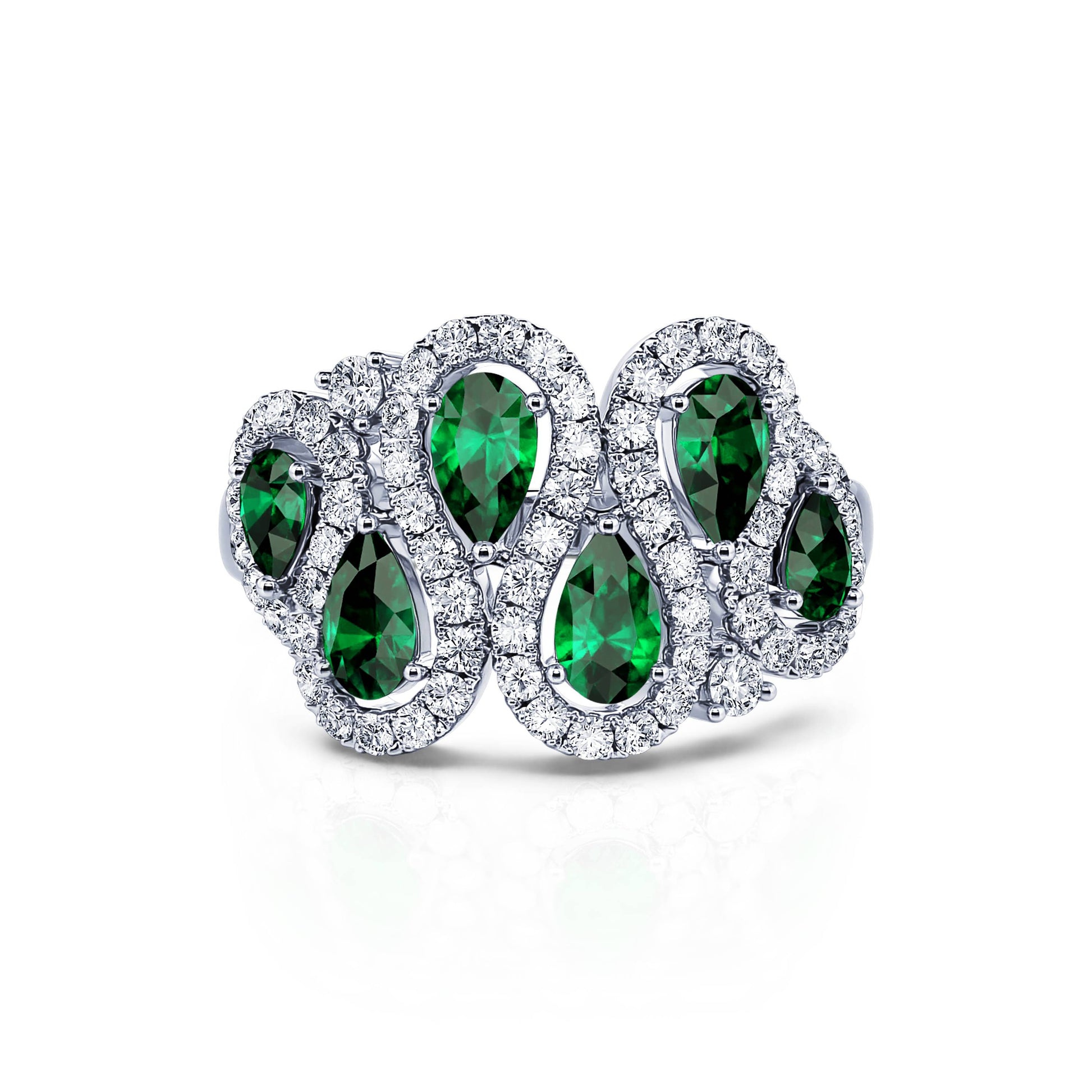 Bague diamants et emeraude en platine  Zaya 3