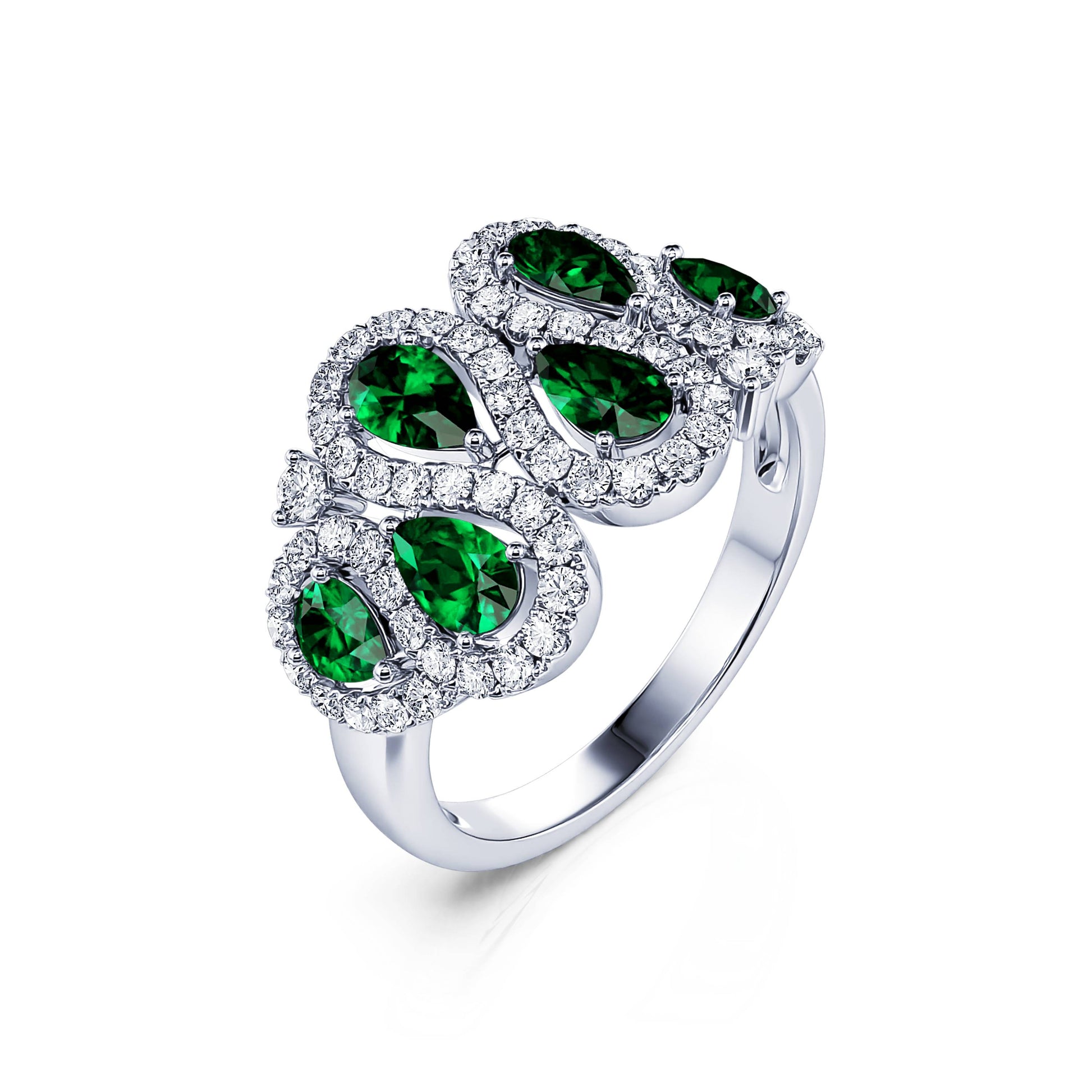 Bague diamants et emeraude en platine  Zaya 2
