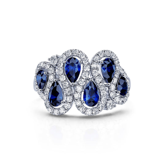 Zaya - Bague diamants et saphir en platine  #1