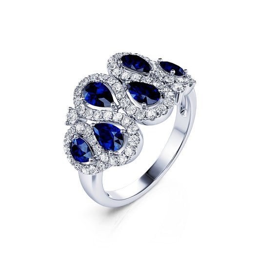 Zaya - Bague diamants et saphir en platine #2