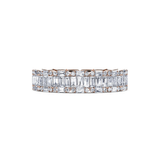 Zoé&nbsp;-&nbsp;Alliance or rose diamant rond et baguette #2