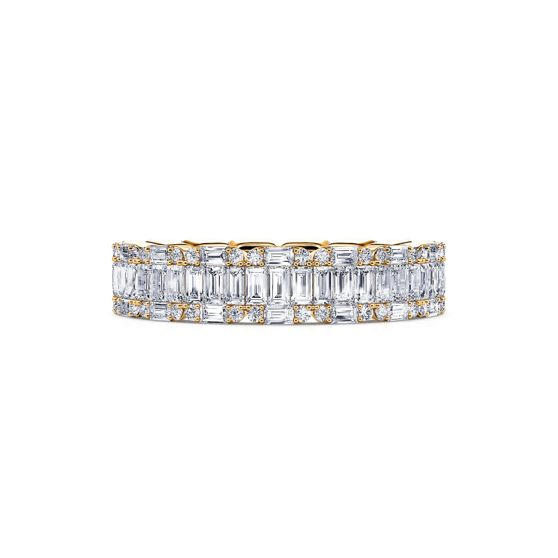 Alliance or jaune diamant rond et baguette Zoé 2